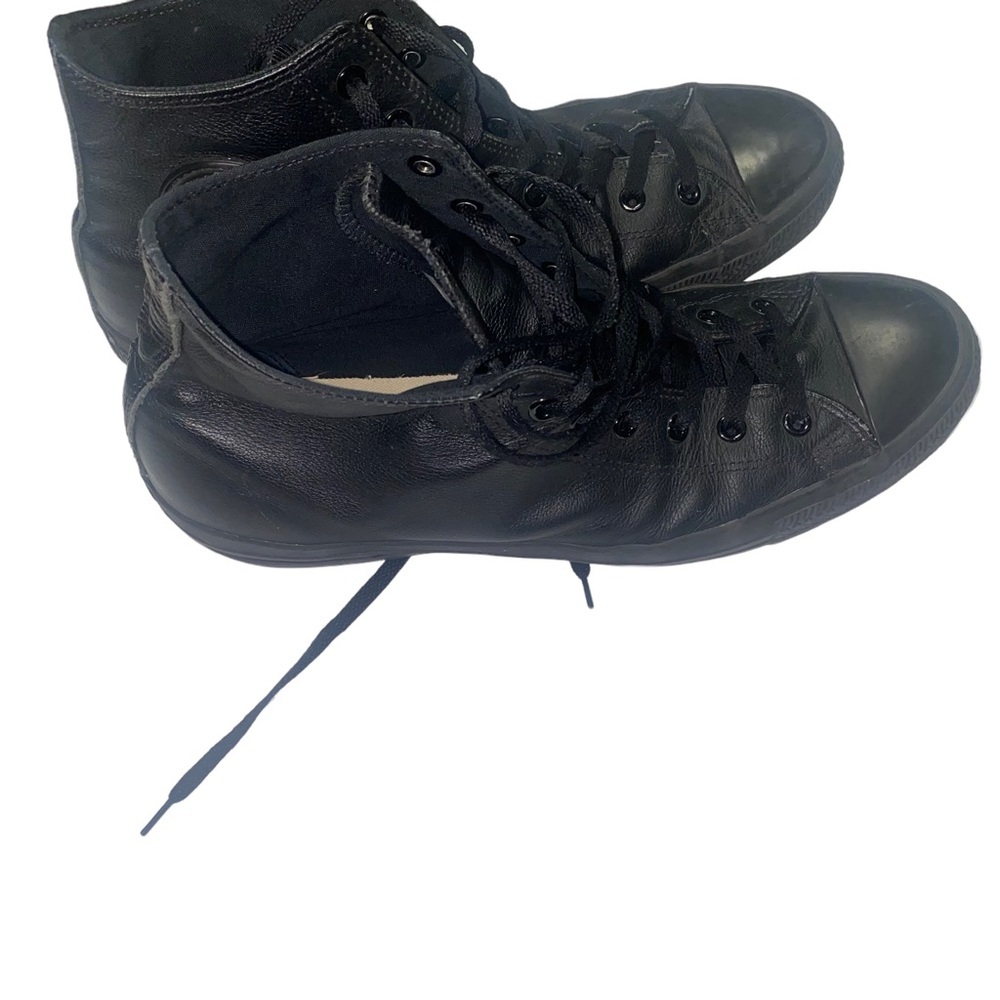 Converse Chuck Taylor All Star Leather Black Hi High Top Shoes Size 14 sneakers